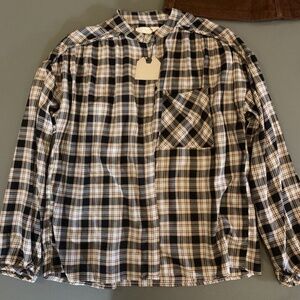 Zara Girls Plaid Blousey Shirt Top w/gathered cuffs Sz 11/12 NWT